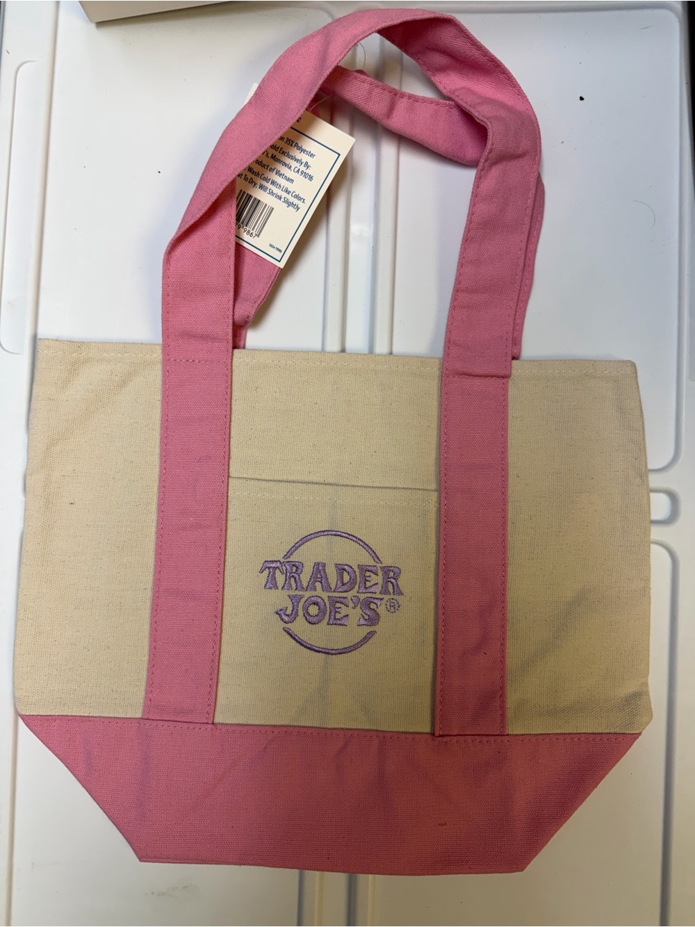 Trader Joe’s mini Pink & Cream Canvas Tote Bag